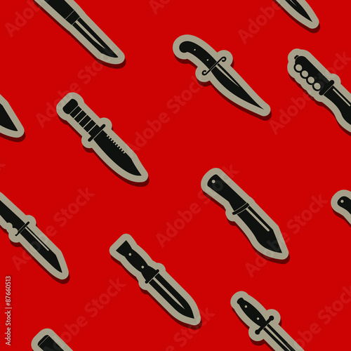 Seamless background with combat knives  for your design