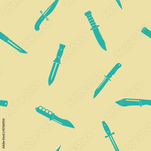 Seamless background with combat knives  for your design