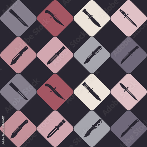 Seamless background with combat knives  for your design