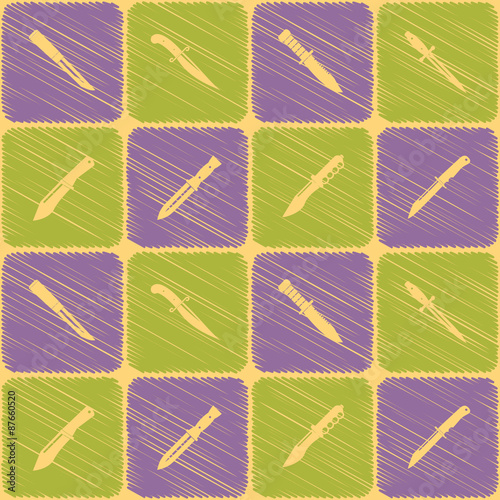 Seamless background with combat knives  for your design