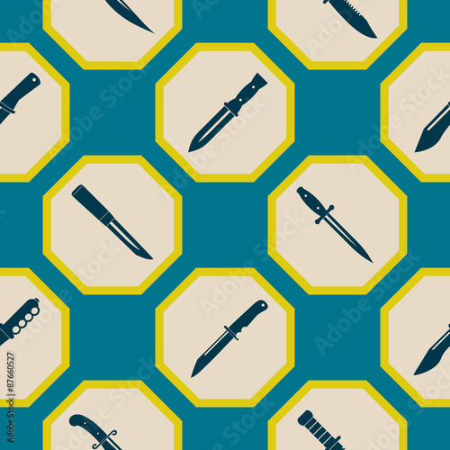 Seamless background with combat knives  for your design