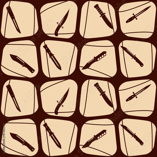 Seamless background with combat knives  for your design