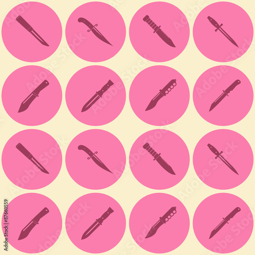 Seamless background with combat knives  for your design