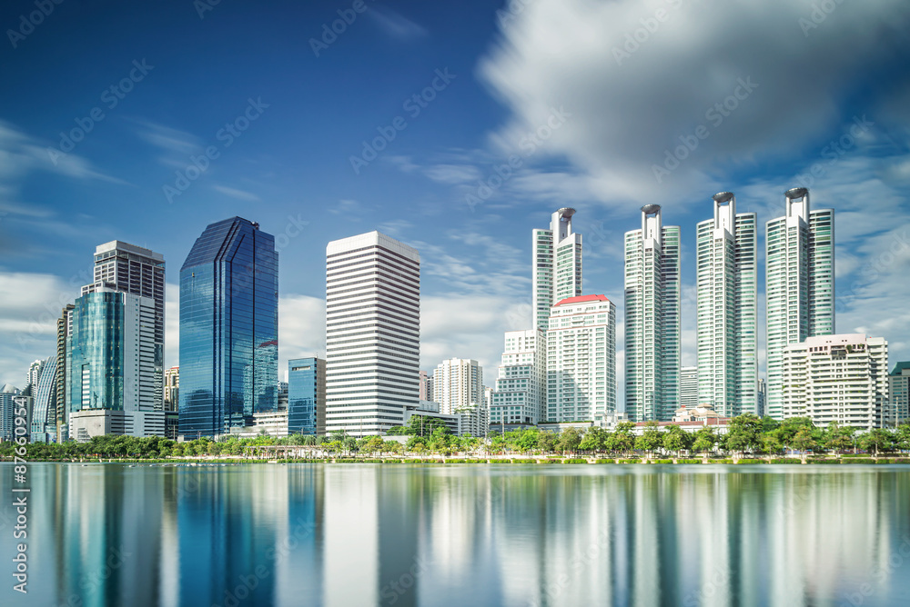 Bangkok city town and the water park, Thailand.