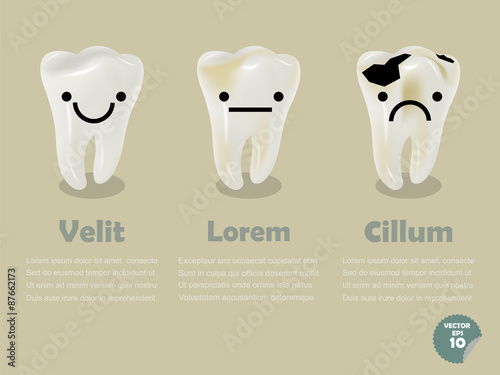 set of realistic tooth including healthy tooth and decayed tooth, dental health info graphics