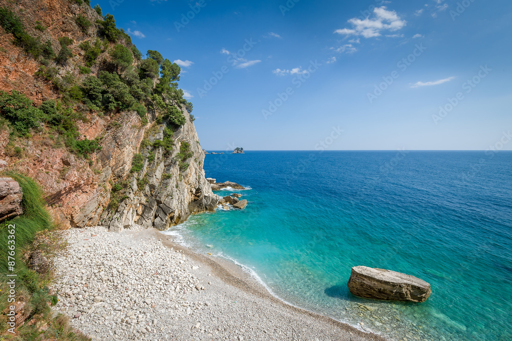 Montenegro wild beach.
