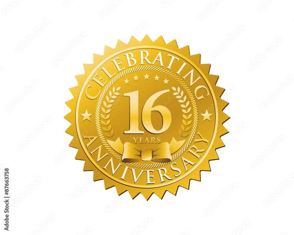Fototapeta premium anniversary logo golden emblem 16
