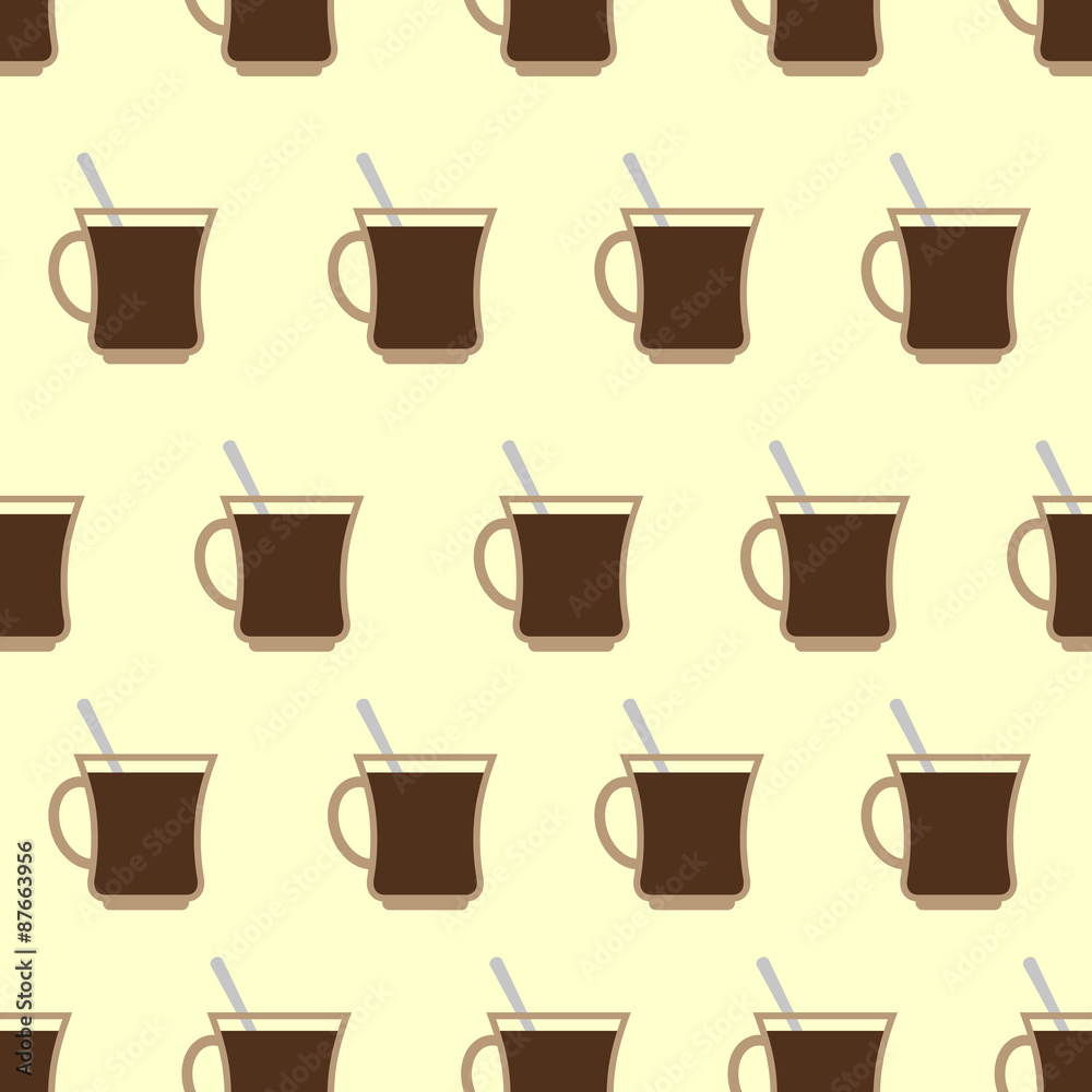 Coffee Mugs, Cup seamless pattern. Coffee vector background.
