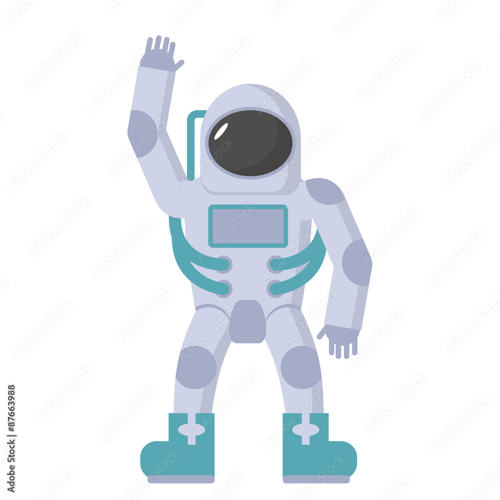 Astronaut in spacesuit waving hand. Vector illustration on a whi Astronaut in spacesuit waving hand. Vector illustration on a whi