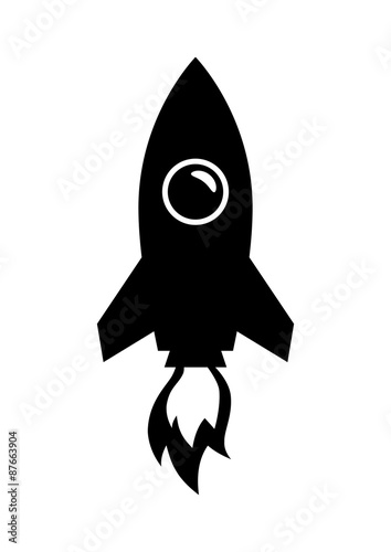 Black rocket icon on white background
