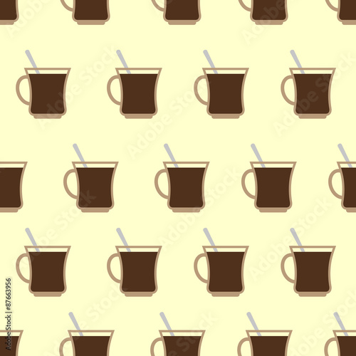 Coffee Mugs, Cup seamless pattern. Coffee vector background.