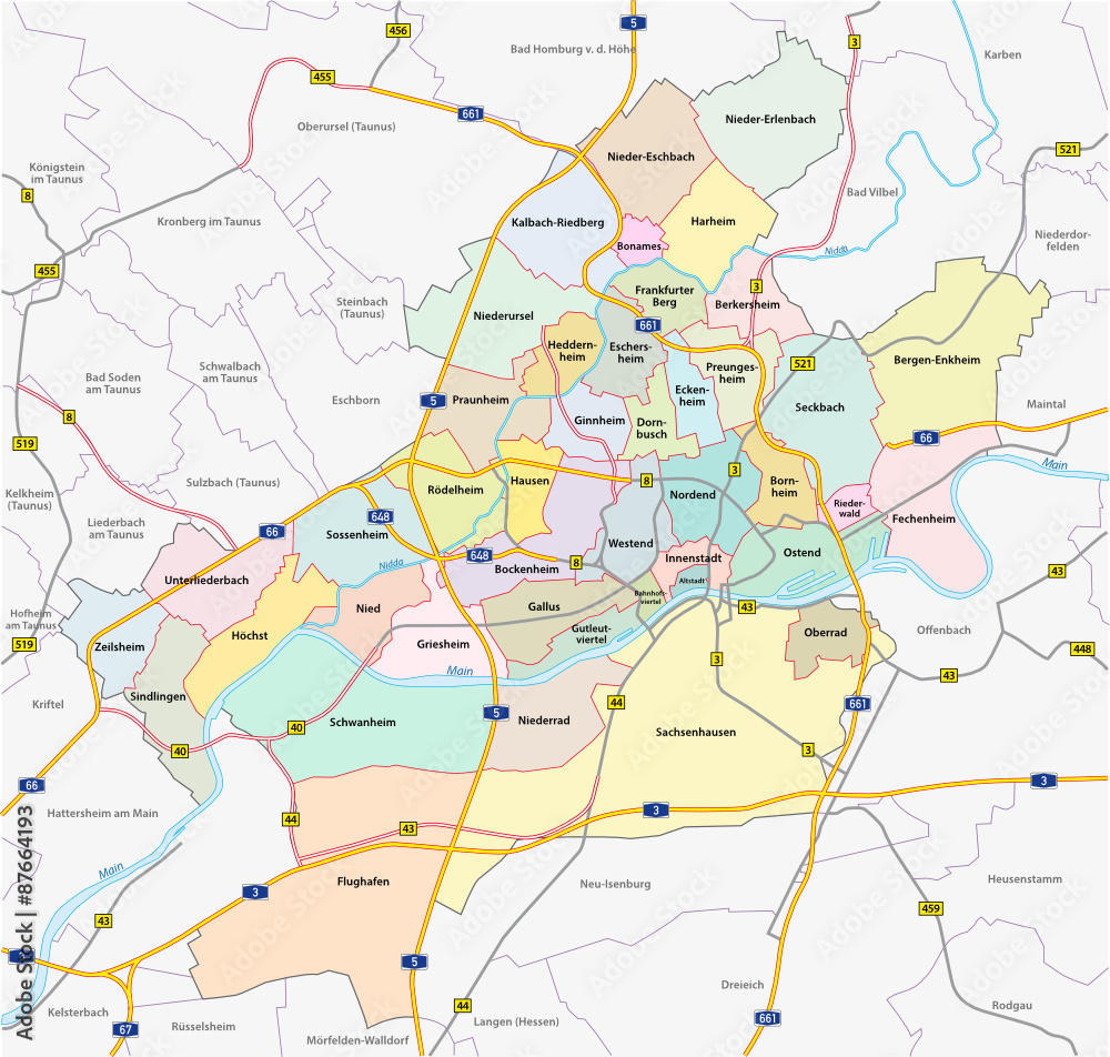 Frankfurt road and administrative map