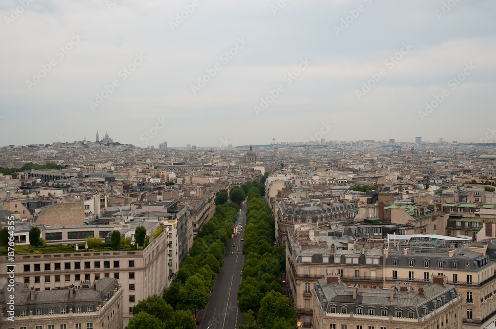 Aerial view of Paris .