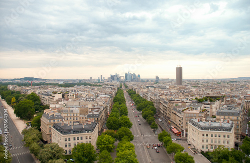 View of Paris from the Arc de Triomphe. Defans Area.Paris.