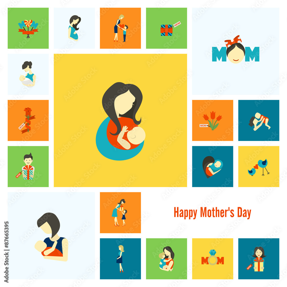 Fototapeta premium Happy Mothers Day Icons