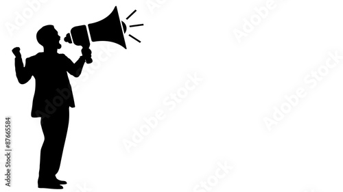 sgb1 SilhouetteGraphicBanner - man with megaphone - 16to9 g3712 photo