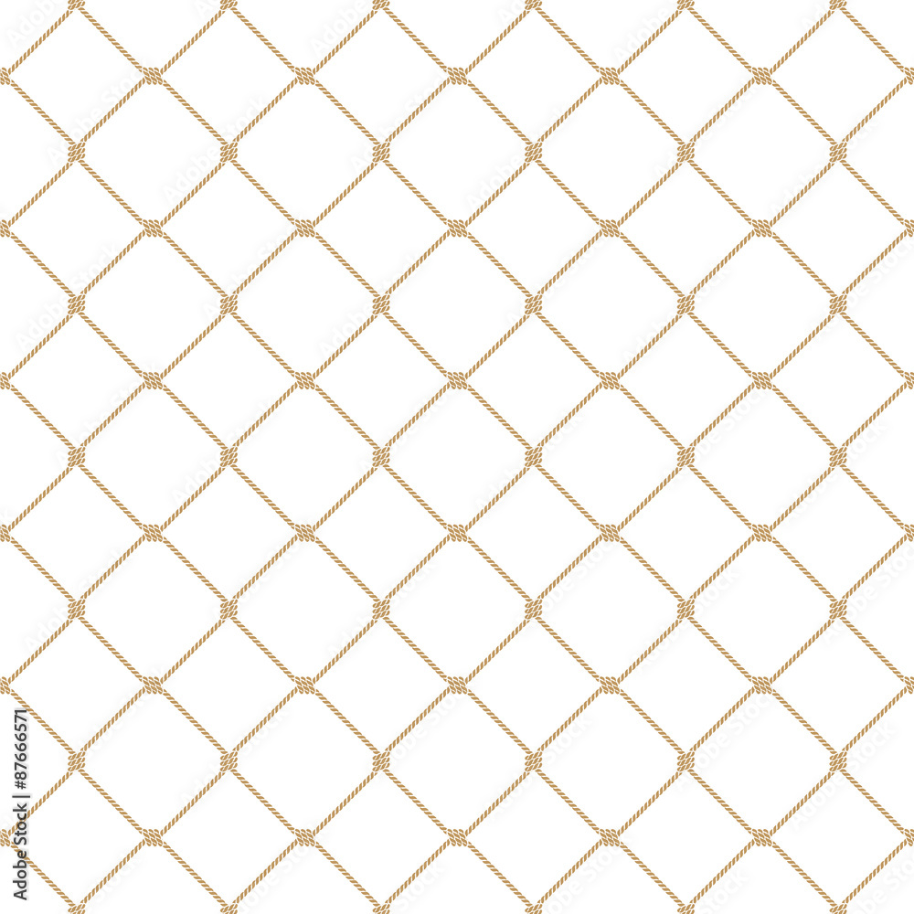 Nautical rope seamless gold fishnet pattern on white background Stock  Vector