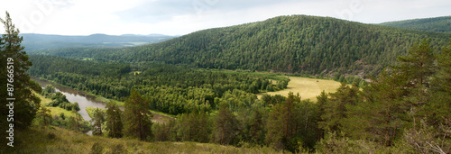 Panorama of the turn of river Belaya from the mountain