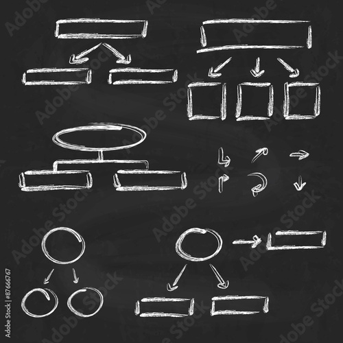 Arrows and diagrams on chalkboard