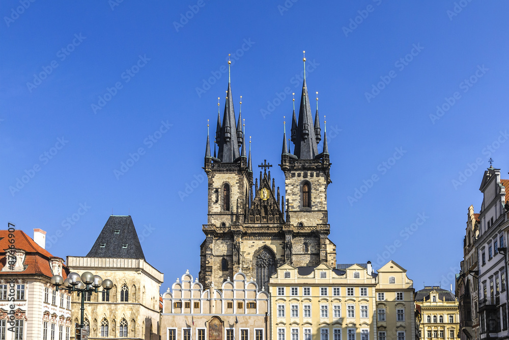 Tyn Cathedral (Church of Our Lady Before Tyn) Prague, Czech Rep.