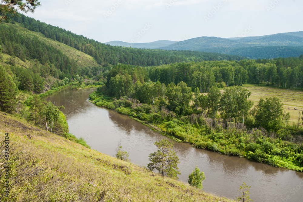 View of river Belaya near Kaga, Urals, Bashkortostan, Russia
