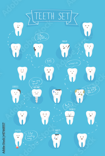teeth emotions vector set