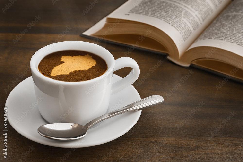Still life - coffee with map of Uganda Still life - coffee with map of Uganda