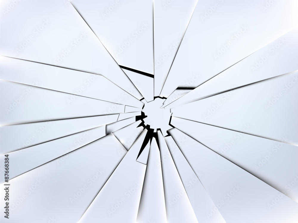 realistic broken window glass vector