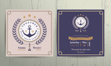 Vintage nautical wreath and rope frame wedding invitation card template
