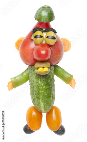 Blinking man made of vegetables