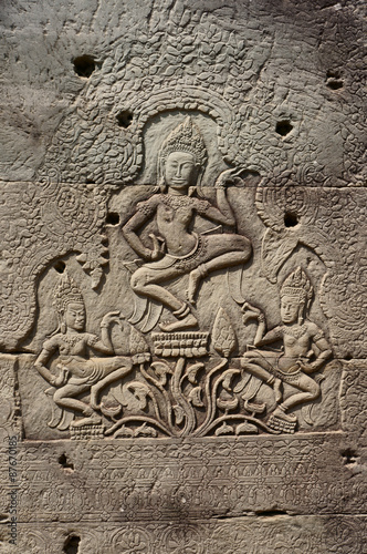 Deva sculptural relief at Bayon, Cambodia