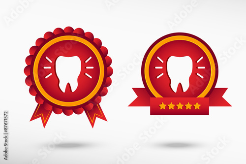 Tooth icon stylish quality guarantee badges