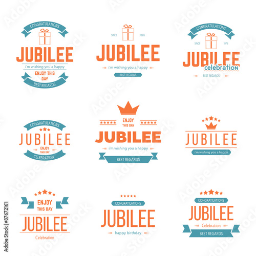 Vector set of jubilee signs, symbols. Design elements collection. Fototapet