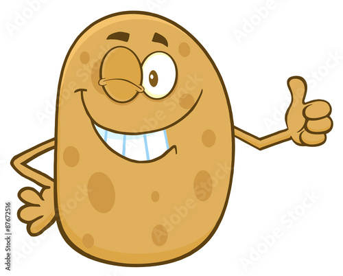 Smiling Potato Character Winking And Giving A Thumb Up