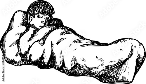 Outline of Male in Sleeping Bag