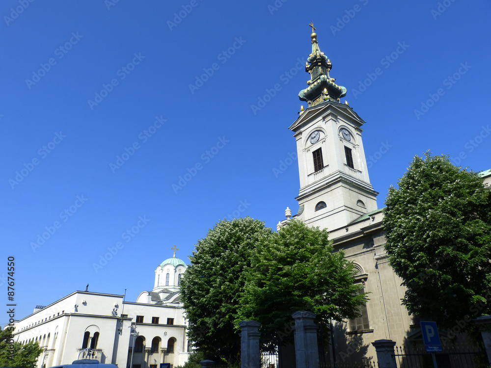 Orthodoxe Kathedrale mit Palast des Patriarchen in Belgrad/Serbien