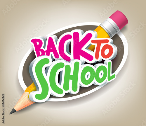 Colorful Realistic 3D Back to School Title Texts with Big Pencil
