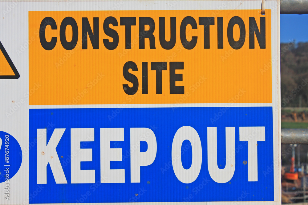 Fototapeta premium Construction site warning sign