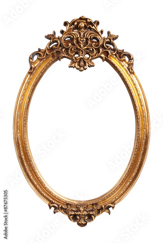 Принти на полотні Oval gold vintage frame isolated on white background