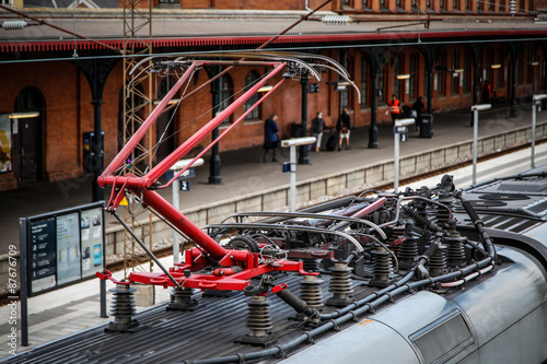  Pantograph connected to contact wire