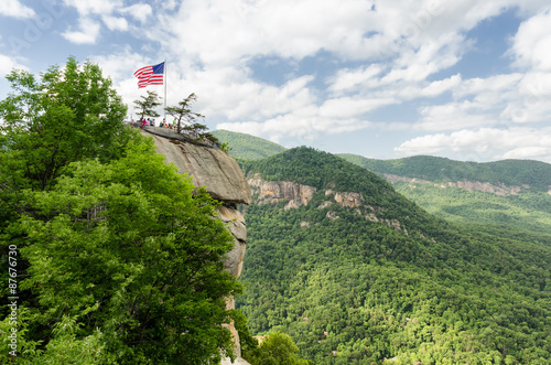 Overlooking Chimney Rock at Chimney Rock mountain State Parkand Lake Lure in North Carolina, United States