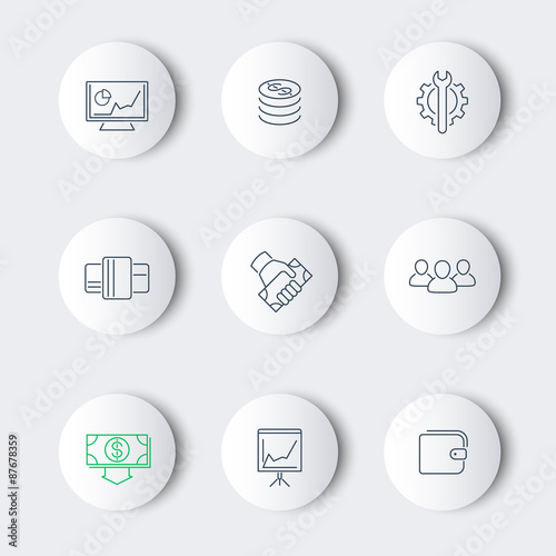 commerce, finance, payments line round modern icons, vector illustration, eps10, easy to edit