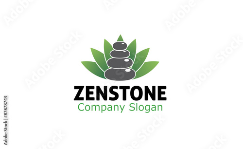 Balanced Stones Salon Green Leaf Logo Vector Icon Design Illustration