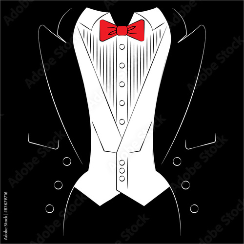 Mens coat with a shirt and tie. Print on clothes.