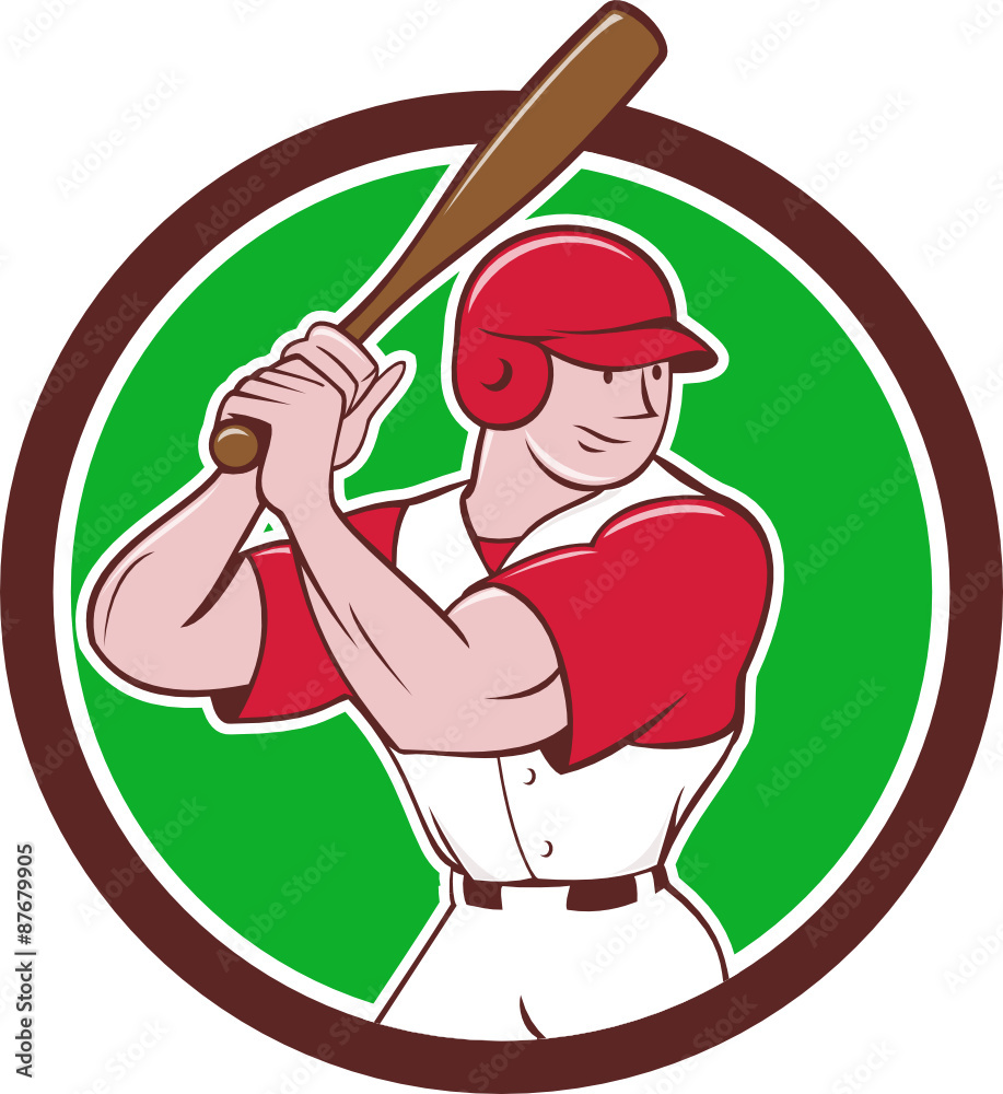 Baseball Player Batting Stance Circle Cartoon Baseball Player Batting Stance Circle Cartoon