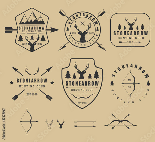 Set of vintage hunting logos, labels, badges and elements