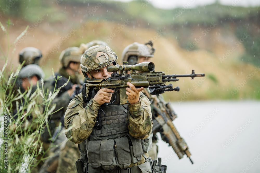 ranger in the battlefield with a rifle ranger in the battlefield with a rifle