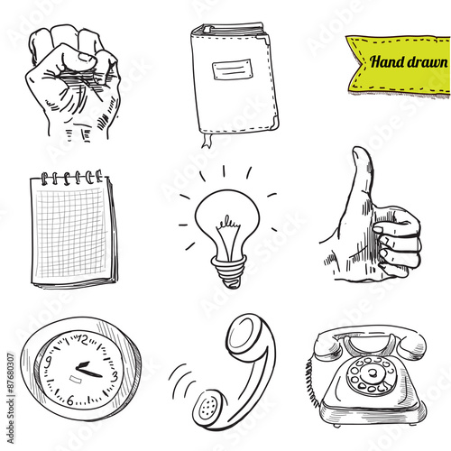 Business set. Hand drawn illustrations
