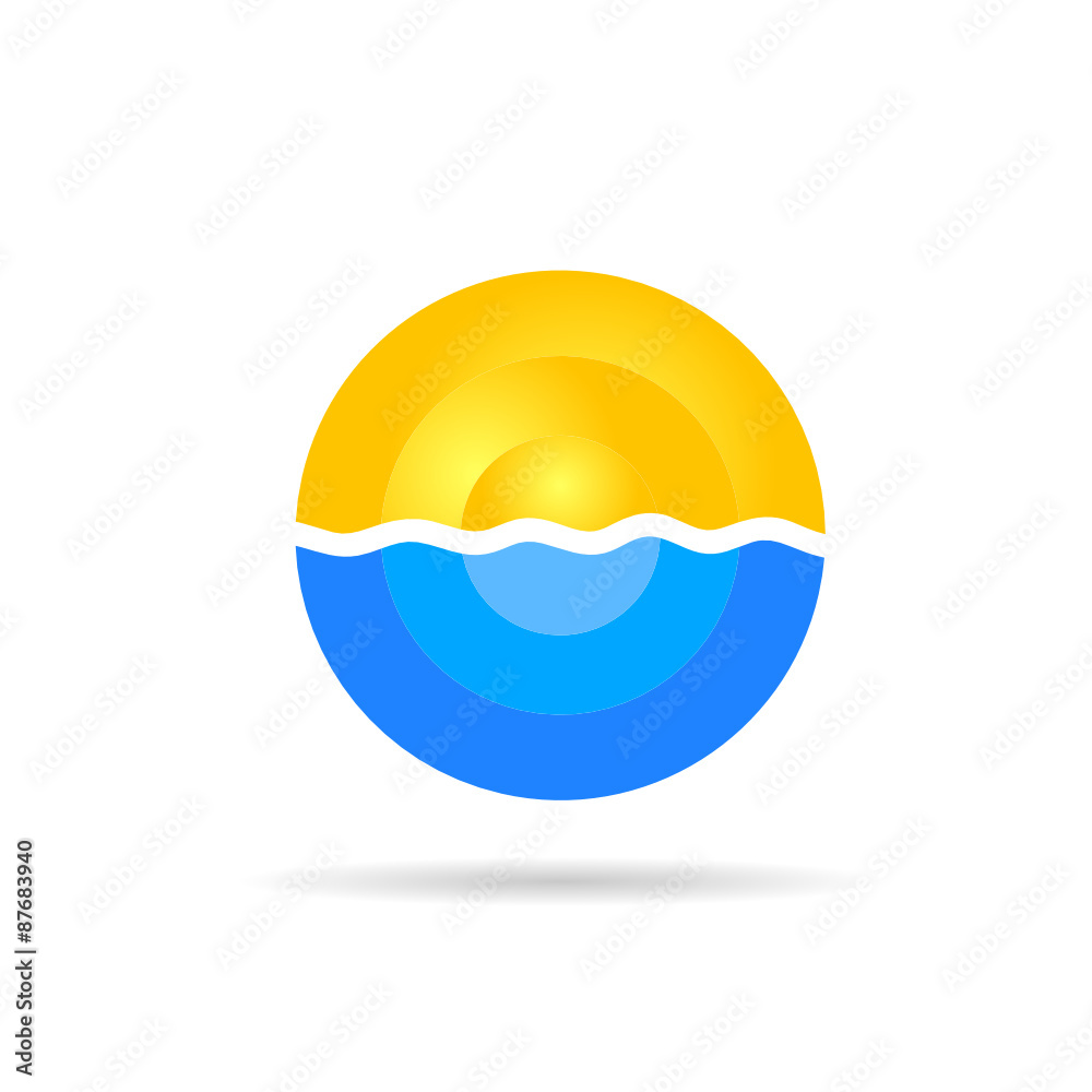 sea and sun color vector on a white
