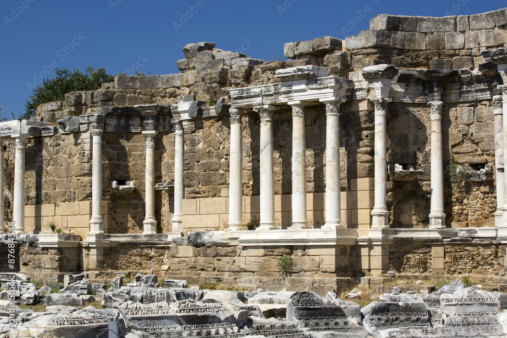 The ruins of the ancient city of Side in Turkey The ruins of the ancient city of Side in Turkey